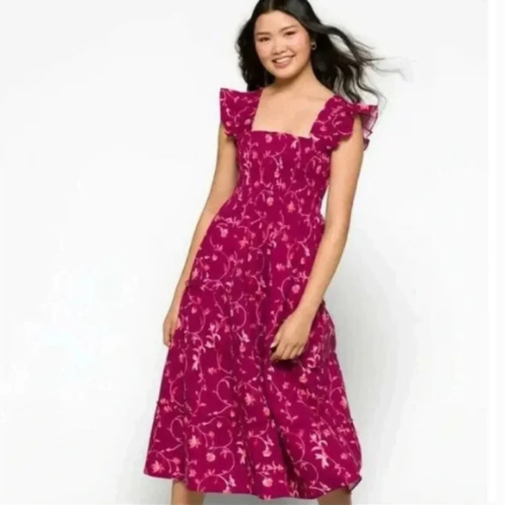 Hill House Burgundy Floral Midi Dress - Picture 2 of 9